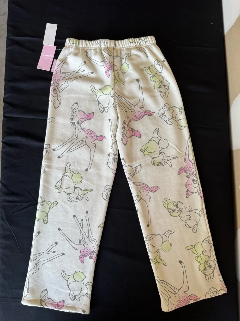 NWT Disney Bambi Thumper Cream Fleece Lounge Pants Girls Size Large (10/12)